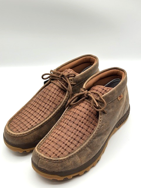 New Twisted X Men's Tan Basket Weave Leather Chukka Boots Driving Mocs Sz 14 W