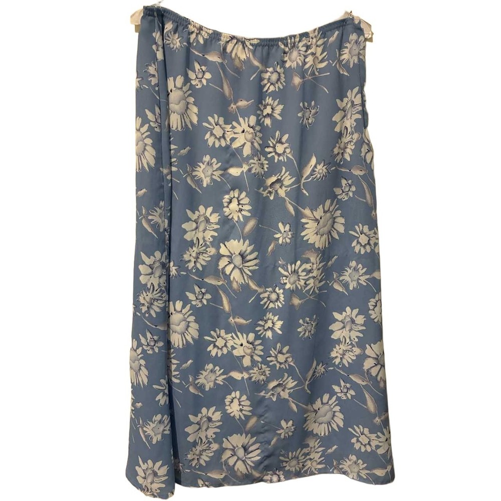 Worthington Floral Midi Skirt 14 Vintage Daisy Elastic Waist 90s Cottagecore