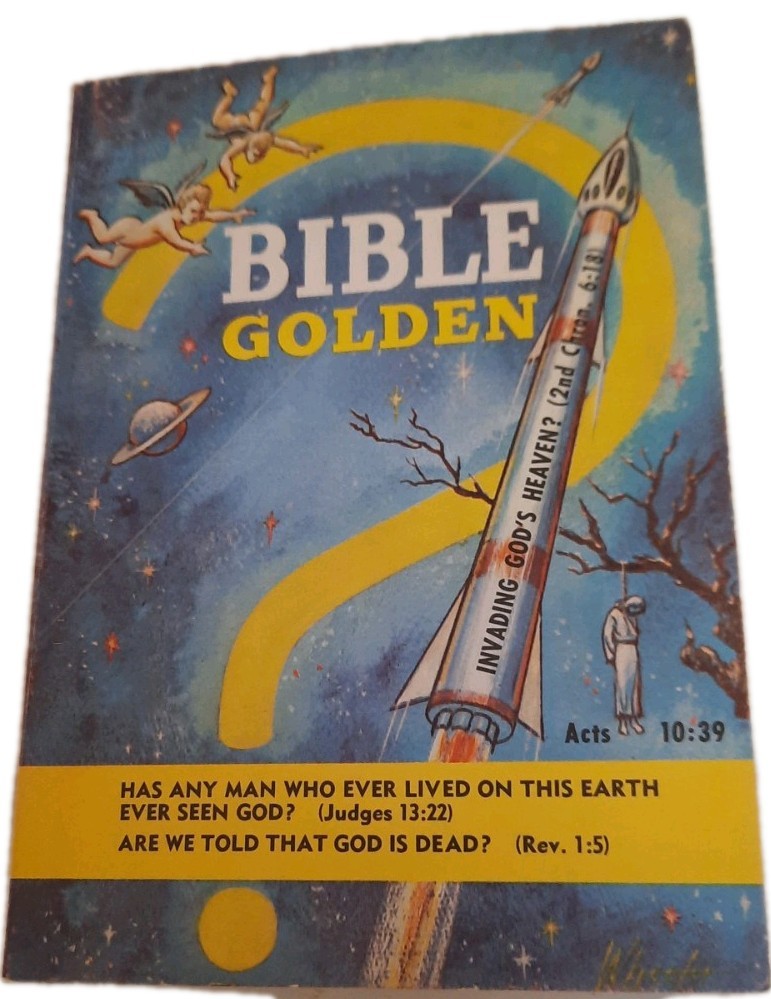 1967 Space Book - Rare Religious Space Race Art Bible Golden