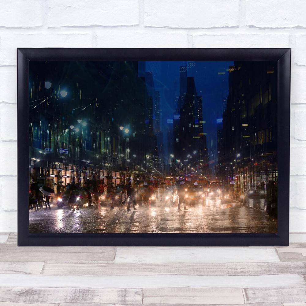 NYC America Street Mood Rain Rainy Raining Weather New York Wall Art Print