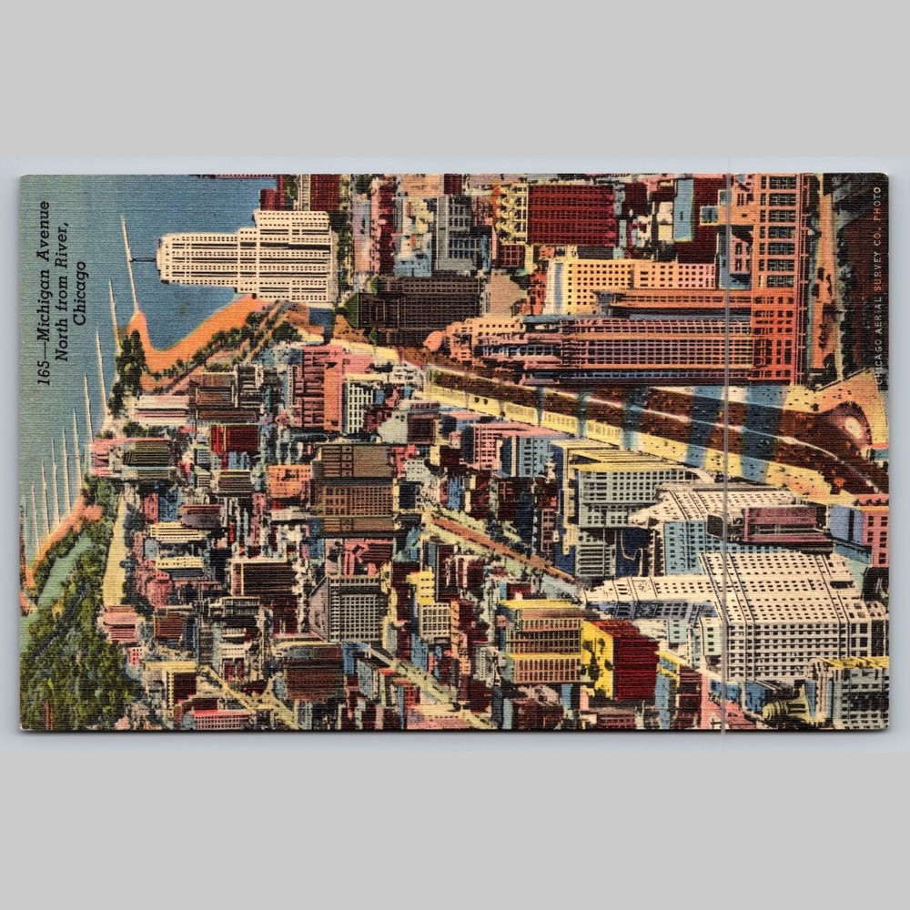 Postcard Michigan Avenue North from River Chicago Illinois