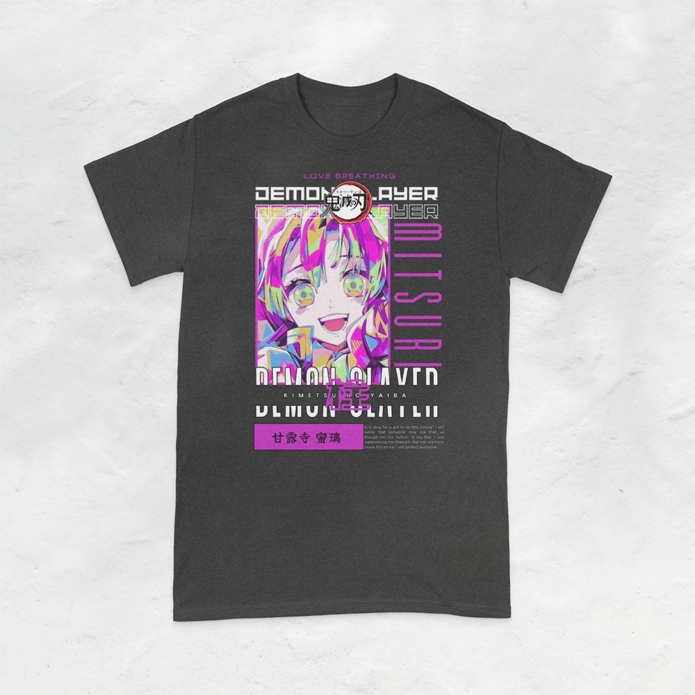 Hashira T-Shirt Demon Slayer Anime Pillar Tee Unisex Black S-5XL Giyu Shinobu