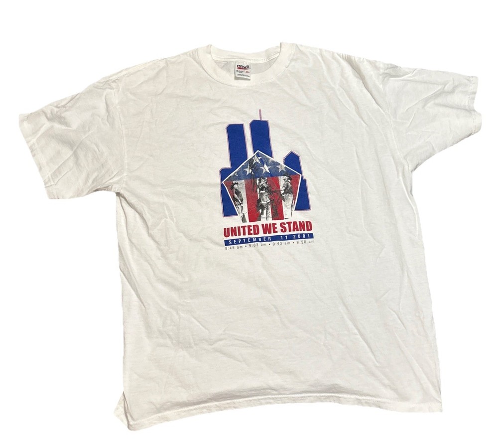 Vintage 9/11 Remembrance Tee Shirt Adult Size XL White United We Stand Image