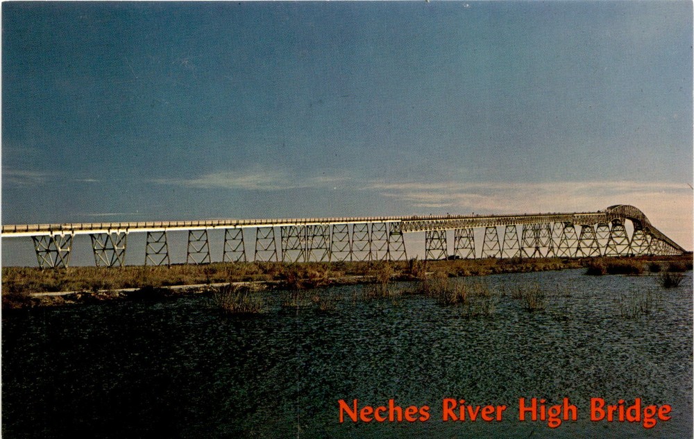 Neches River High Bridge, Port Arthur, Orange, Texas, South, Neches Postcard