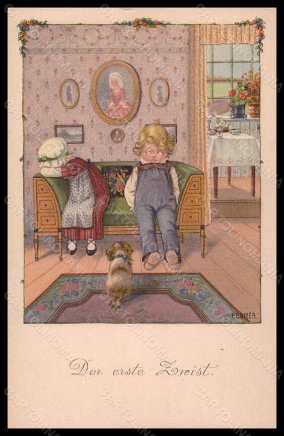 Artist Signed Pauli Ebner Children Dog MM Vienne 1158 postcard VK5759
