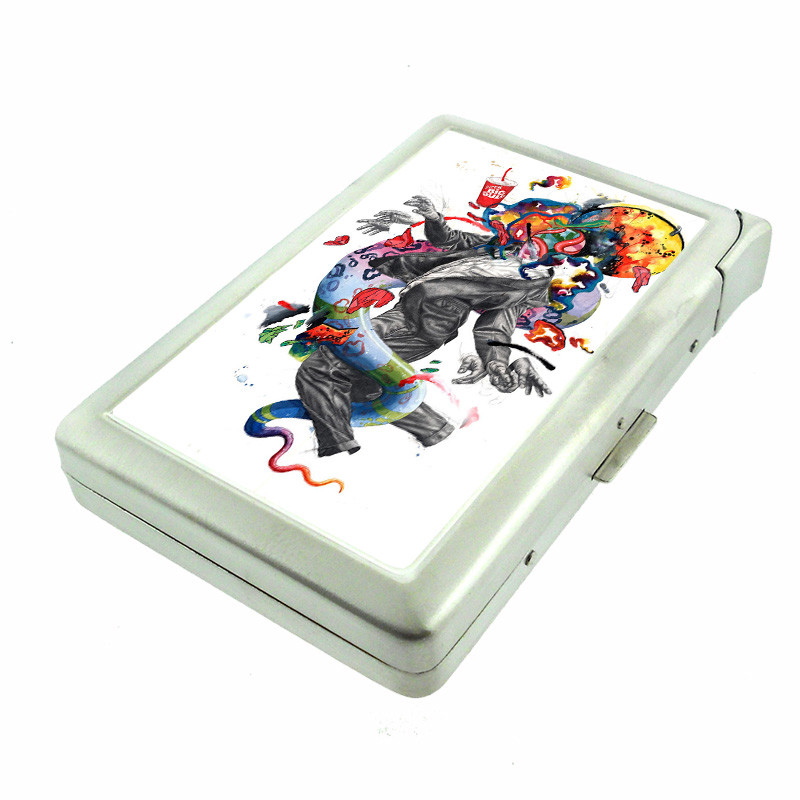 Abstract Art Em1 Cigarette Case with Built in Lighter Metal Wallet-image