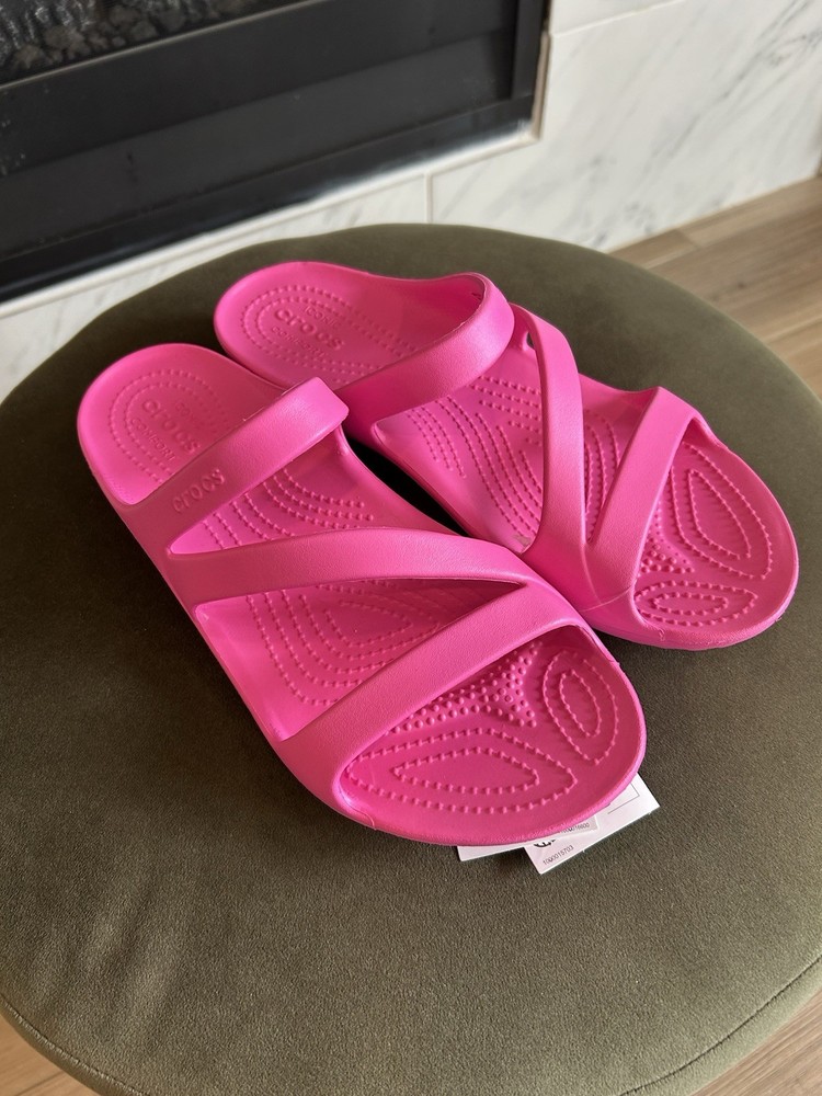 Crocs Kadee II Strappy Sandals in Hot Pink - Women's Size 9 Beach Slides