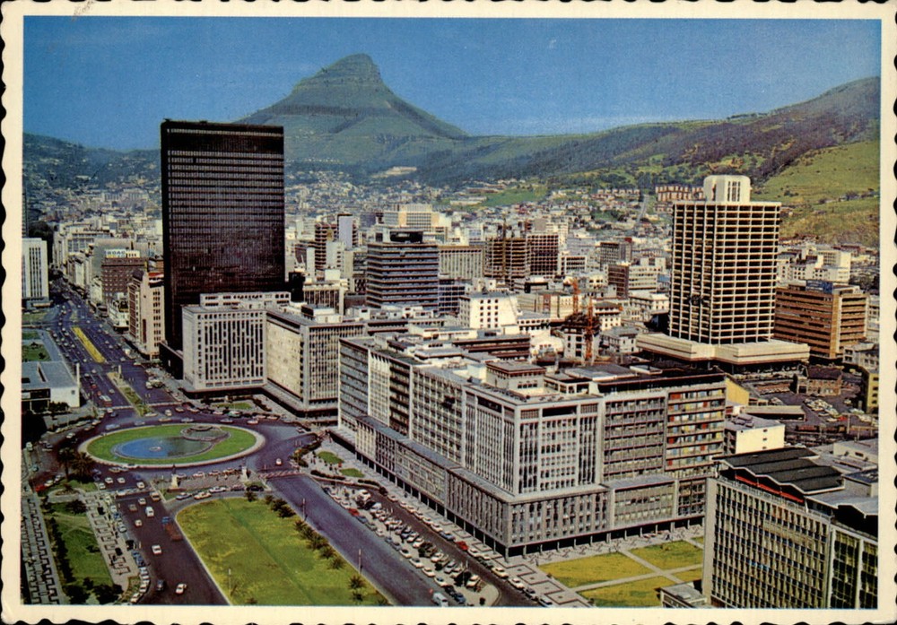 South Africa Cape Town Adderley Street city aerial view unused postcard sku115