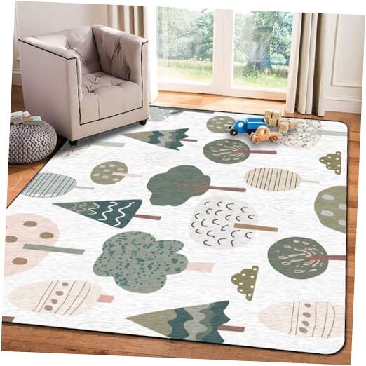Soft Kids Play Area Rugs 3D Home Seamless Trendy Forest Texture Abstract Hand-image