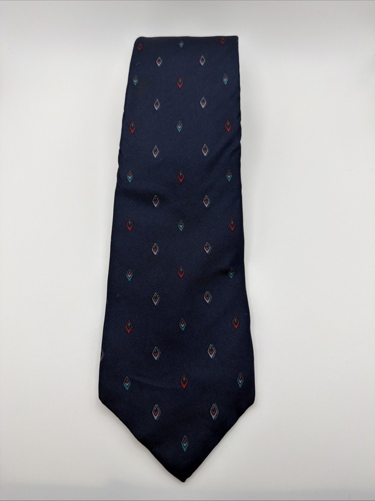 Vintage Yves Saint Laurent YSL Tie Men's Blue Geometric USA Silk 3
