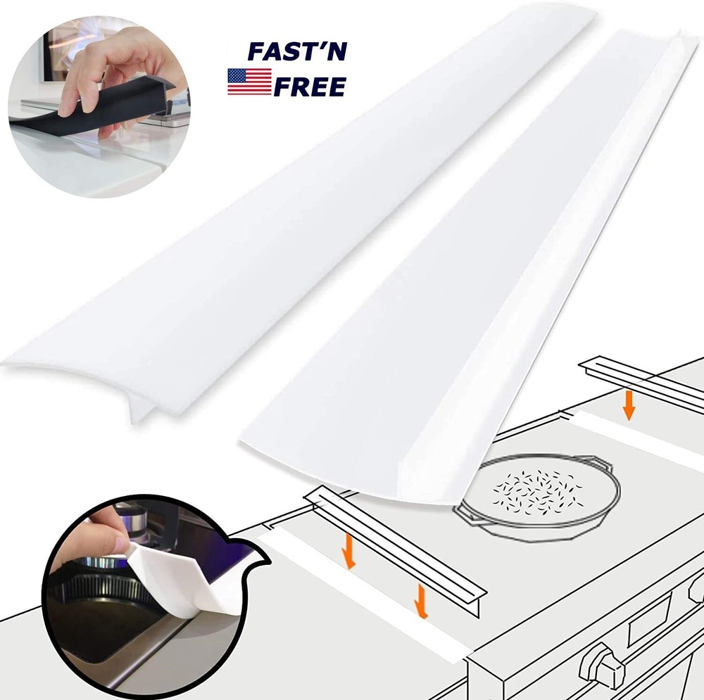 2Pcs Kitchen Silicone Stove Counter Gap Cover Oven Guard Spill Seal Slit Filler