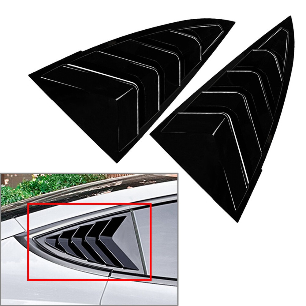 Black Rear Window Side Vent Shutter Louver Cover Trim For Tesla Model 3 Model Y