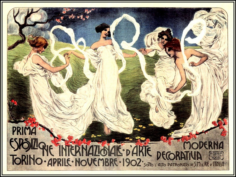 Turin Italy 1902 International Art Exhibition Vintage Poster Print Retro Art