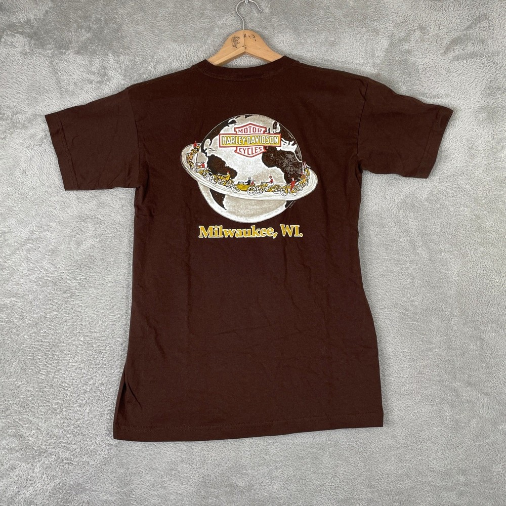 Harley Davidson Museum T Shirt Mens Medium Brown Graphic Milwaukee WI Cotton