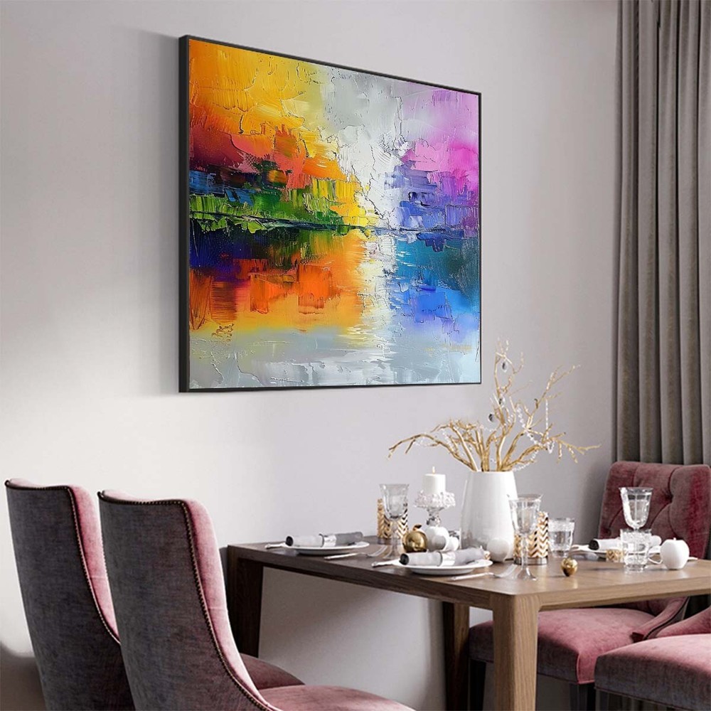 hand painted Oil Painting Abstract Contemporary scenery Canvas wall art Orange