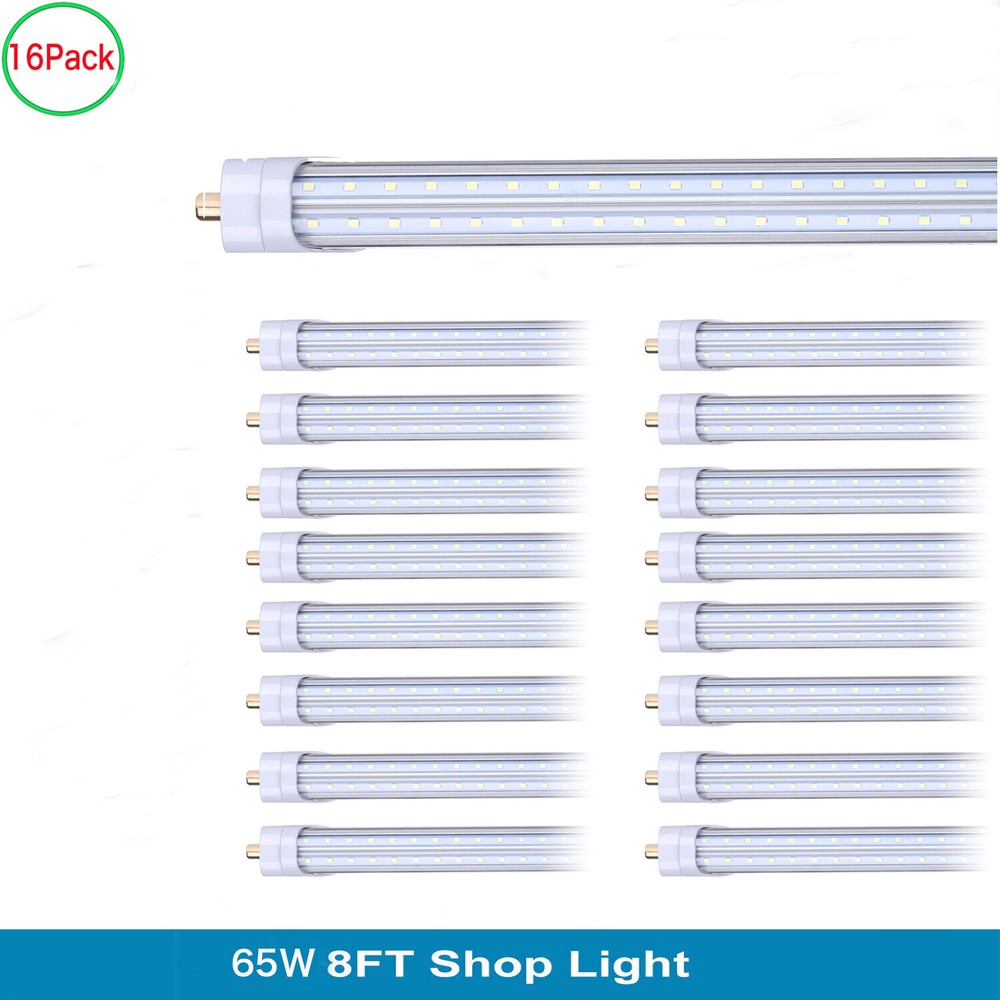 16Pack 8FT Led Tube Light Bulbs T8 T12 Single Pin 65W 8 Foot Led Shop Light FA8