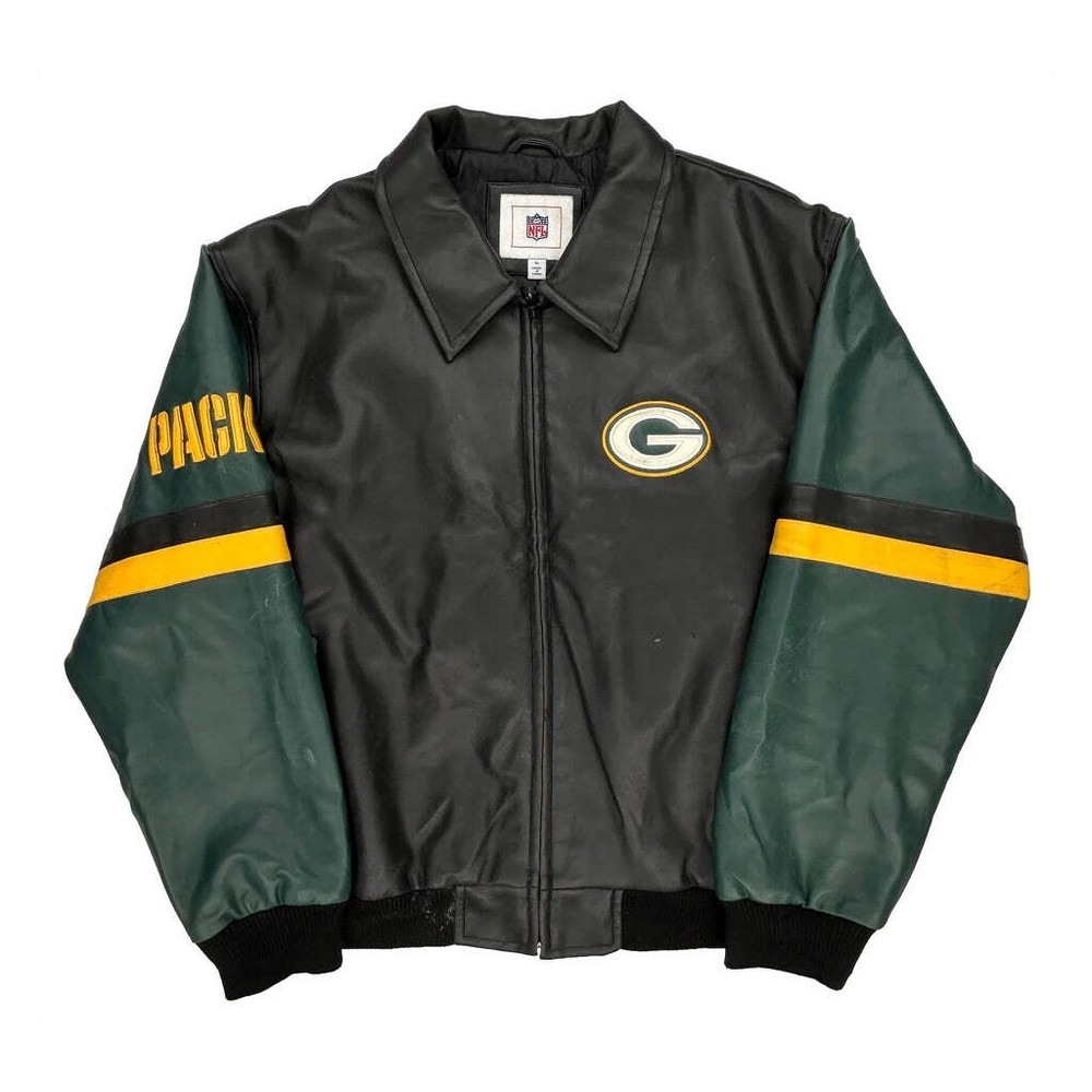 Green Bay Packers Nfl Football Leather Jacket - XL Black Polyurethane
