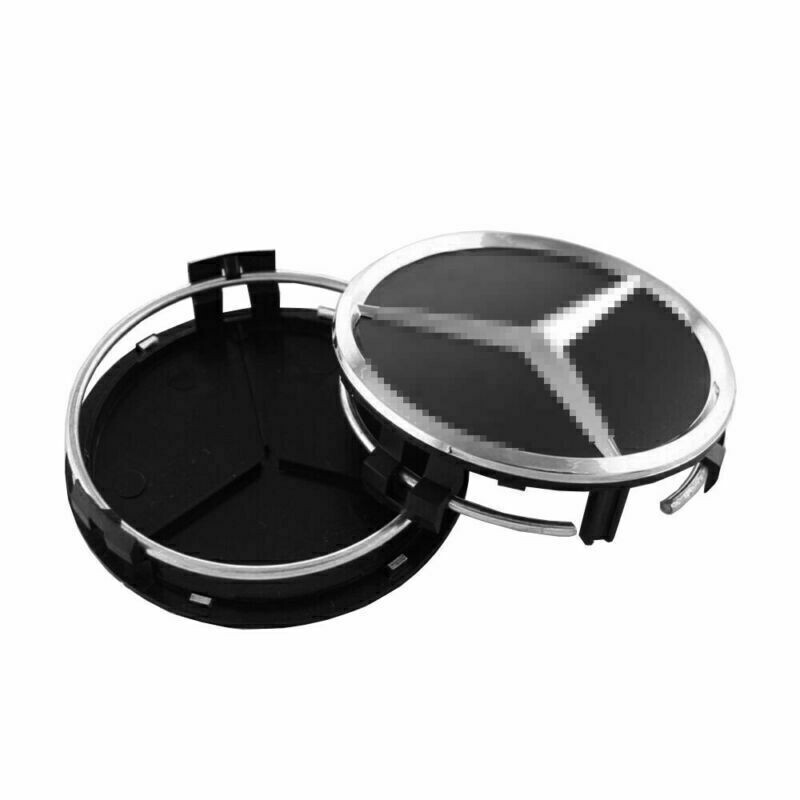4 x Wheel Center Hub Caps Emblem Fit For Mercedes C E S Black Badge 75mm