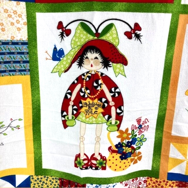 Ladybug Hugs Northcott 100% Brushed Cotton fabric Northcott panel to sew