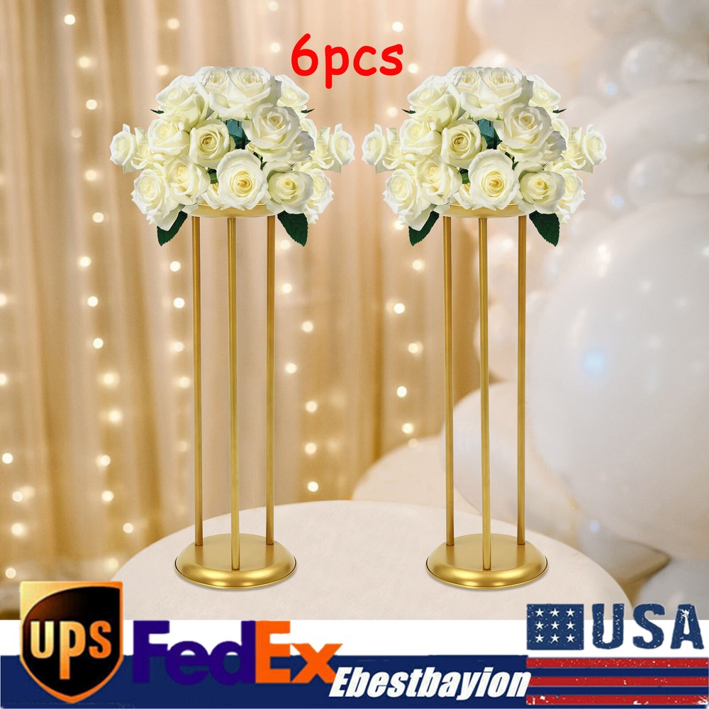 6pcs Gold Flower Stand Pedestal Display for Home Wedding Decor