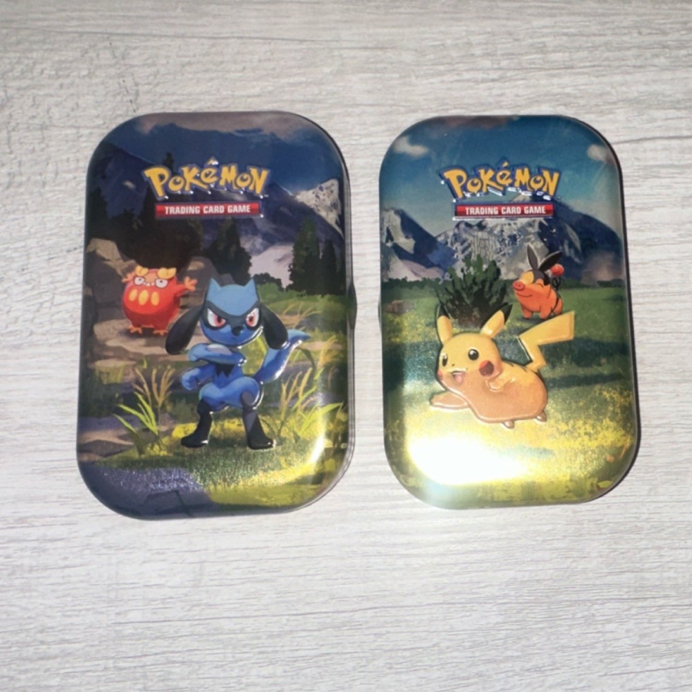 Pokémon TCG Ascended Heroes Mini Tin Lot of 2; Riolu and Pikachu. EMPTY TINS