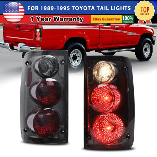 Tail Lights For 1989-1995 Toyota Pickup Truck Replacement Chrome Smoked W/bulbs