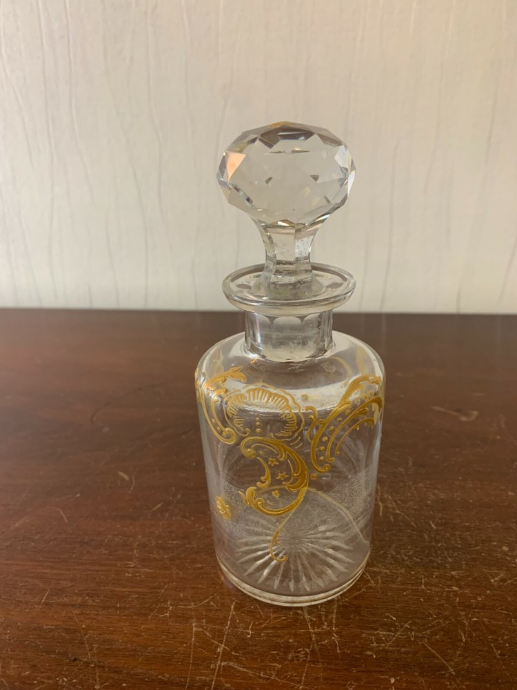 Baccarat Crystal Bottle with Gold Trim H: 17 cm