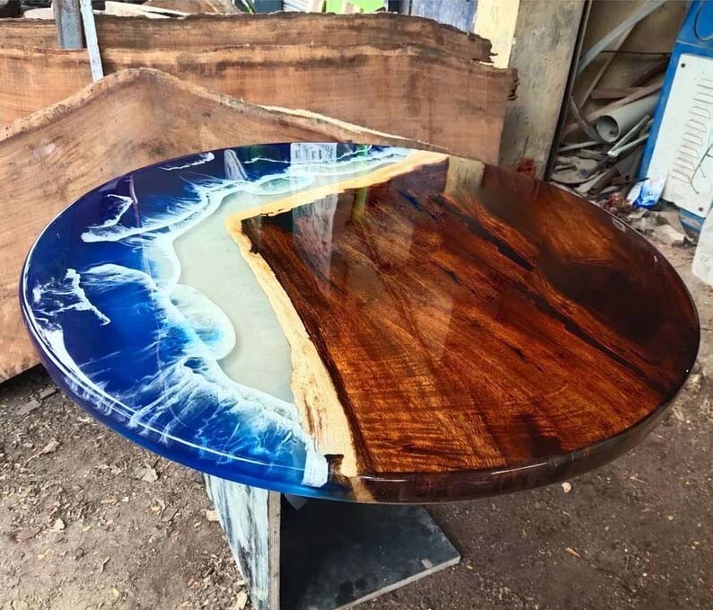 Round Epoxy Table, Round Resin Table ,Epoxy Ocean Table , Epoxy Coffee Table top