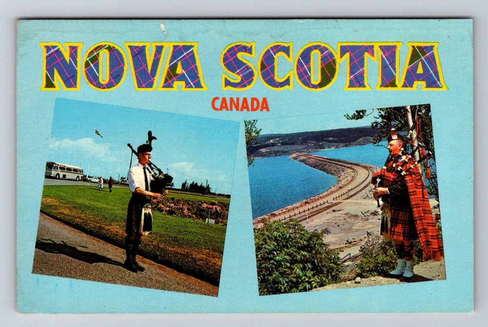 Canada- Cape Breton Nova Scotia Greetings Piper's Welcome Old Vintage Postcard