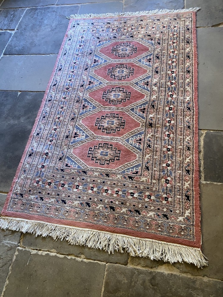 Vintage Afghan Hand knitted Rug Medallion Oriental Wool Kilim Rug 157 × 99cm