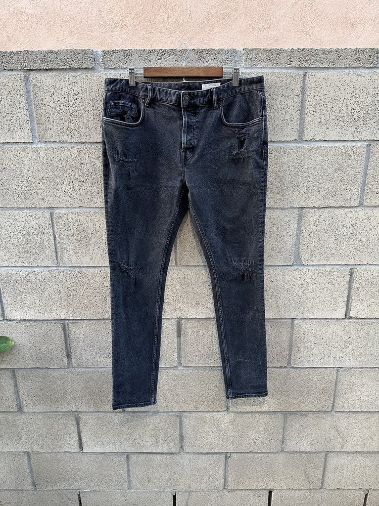 All Saints Cigarette Ripped Skinny Jeans Black Wash Men’s Size 36