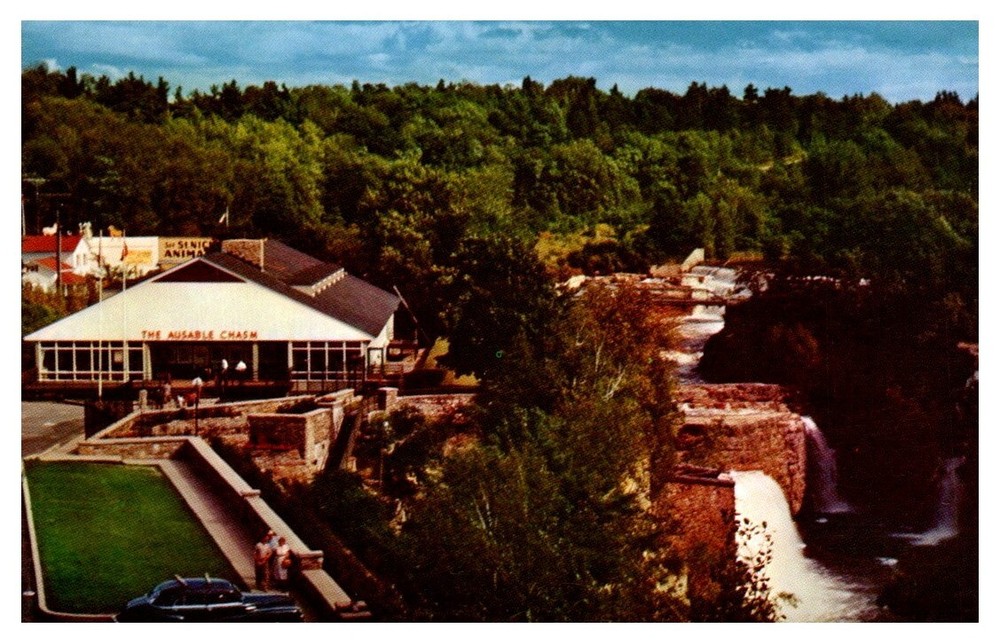 1950s Rainbow Falls at Ausable Chasm Scenic Wonder New York Vintage Postcard
