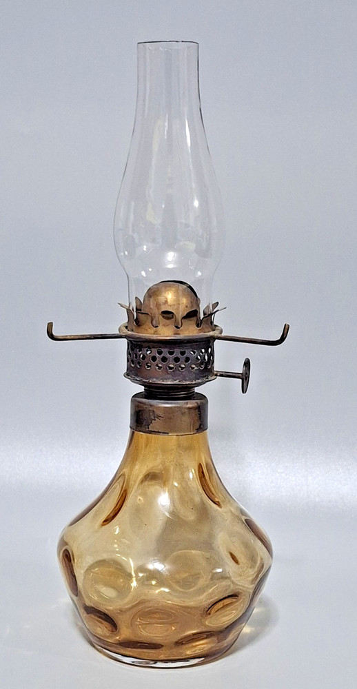 Antique EAPG Inverted Thumbprint Miniature Oil Lamp P&A Acorn Burner 8