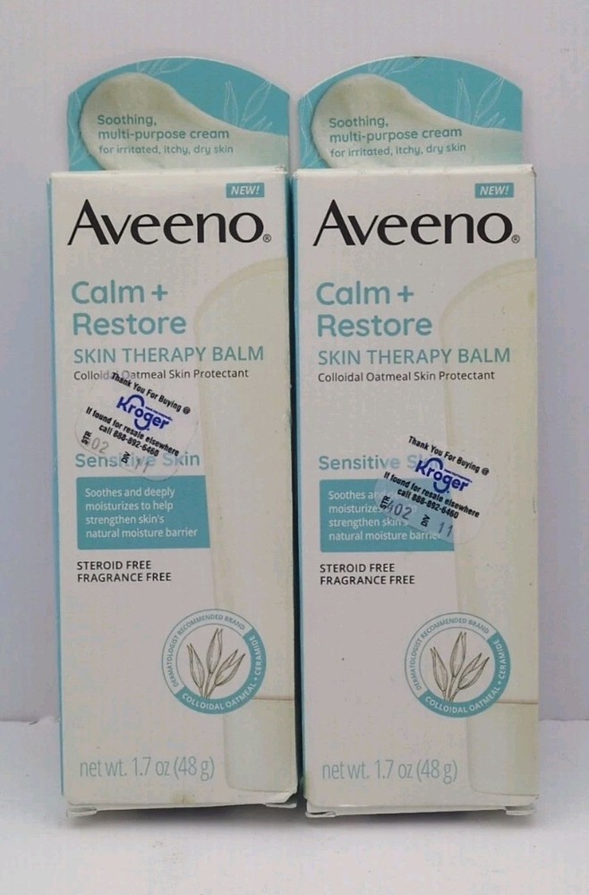 Lot of 2 Aveeno Calm + Restore SkinTherapy Balm for SensitiveSkin 1.7 OZ Exp5/24