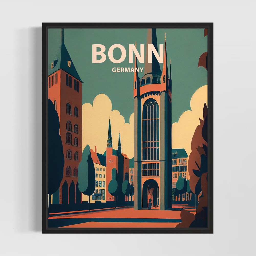 Bonn Retro Art Print Bonn Wall Art Illustration Bonn Vintage Minimal Design