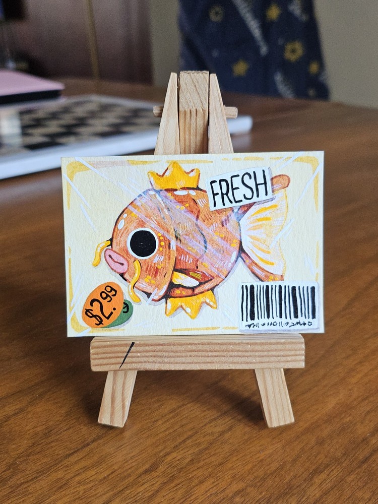ACEO Original Magikarp Pokémon Fresh Fish Grocery Drawing Art by kateydew