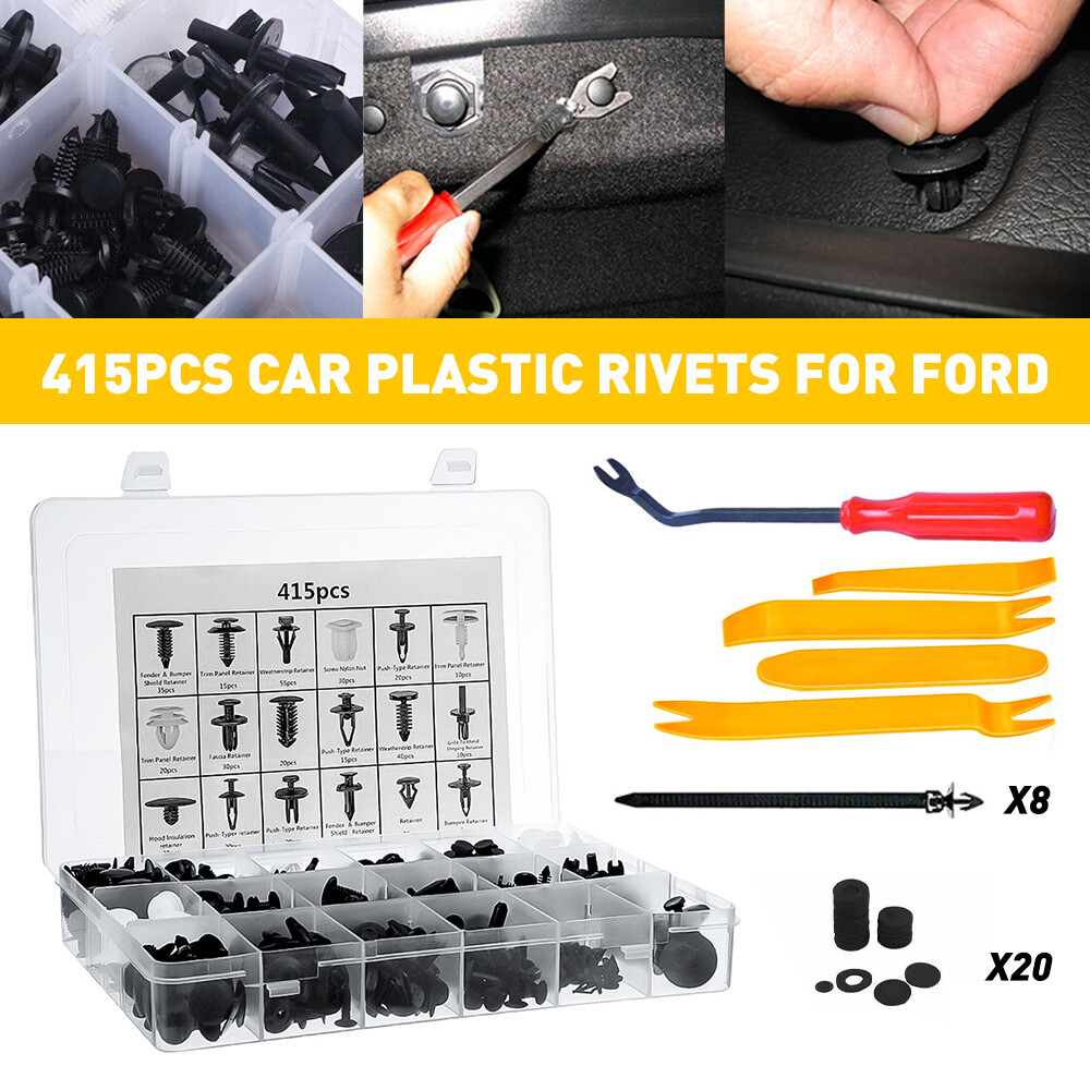 415x Plastic Rivets Bumper Push grille Pin Retainers Clip+Fastener Remover Tool