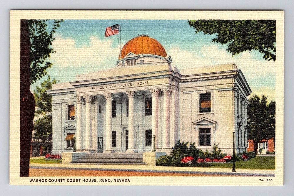Reno NV-Nevada, Washoe County Court House, Vintage Postcard