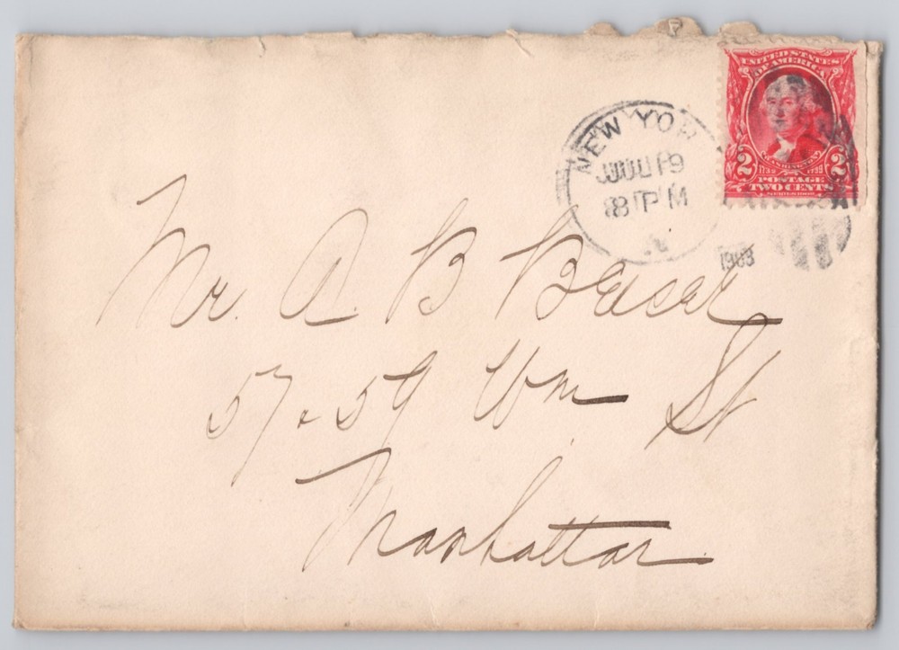 New York, NY, Un circular datestamp, 2c Washington stamp 1903 Postal History