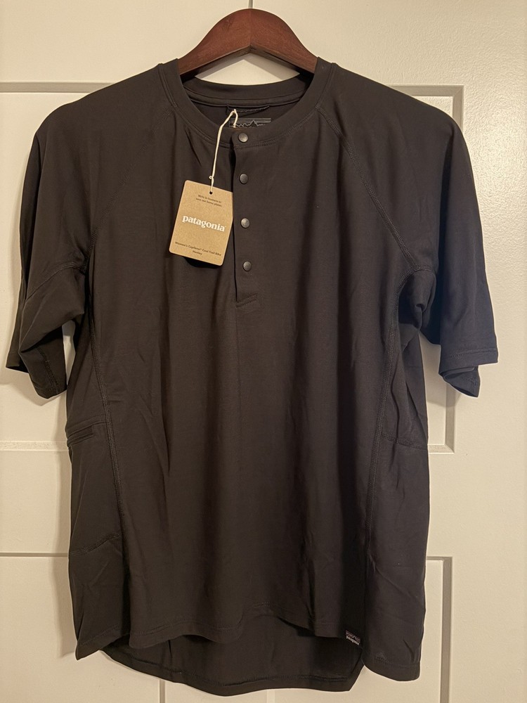 Patagonia Capilene Shirt Womens M Black Cool Trail Bike Henley Cycling NWT