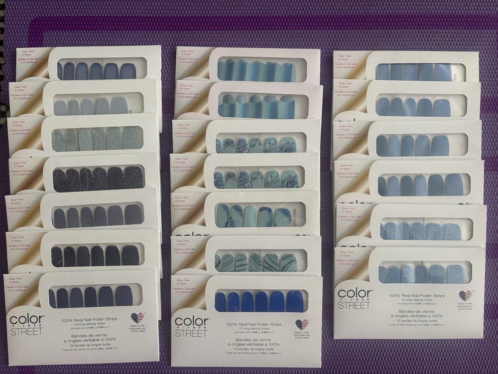Color Street Nail Polish Strips Lot of 20 Blue Diamond Ionic Flux Island Hopping