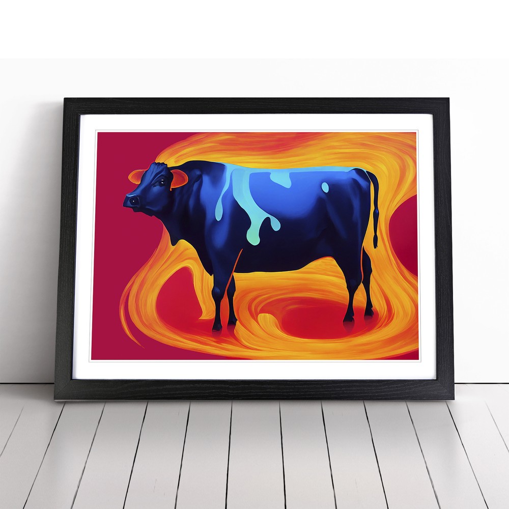 Beguiling Cow Abstract Wall Art Print Framed Canvas Picture Poster Decor