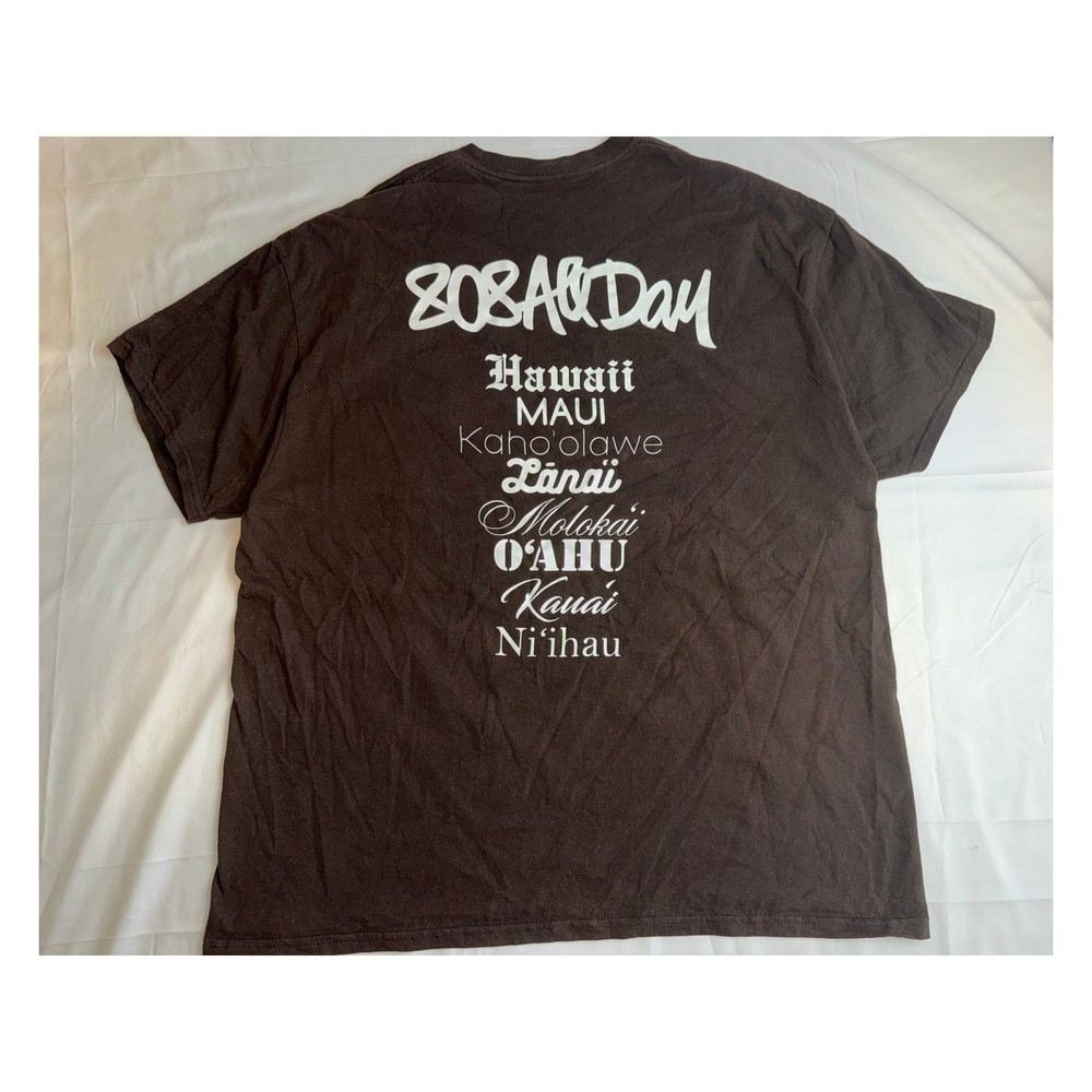 808 All Day Maui Brown Cotton T-Shirt Men’s XL Hawaii Local Tee