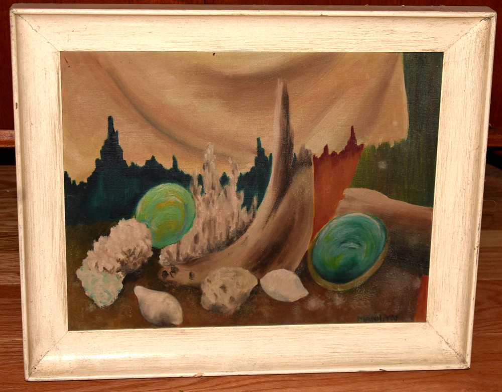 Vintage 1940s Surrealist Abstract Oil on Canvas Painting Marilyn 22x18
