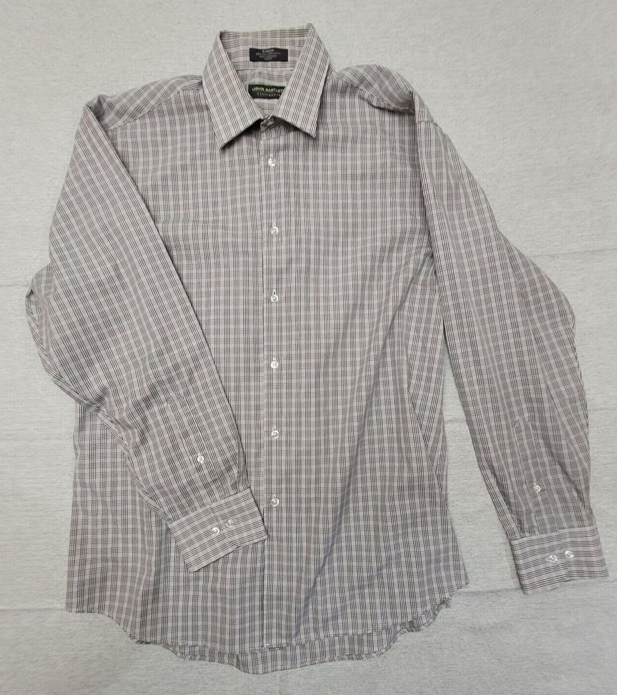 John Bartlett Statements Shirt Men's Large Plaid Long Sleeve Button Down