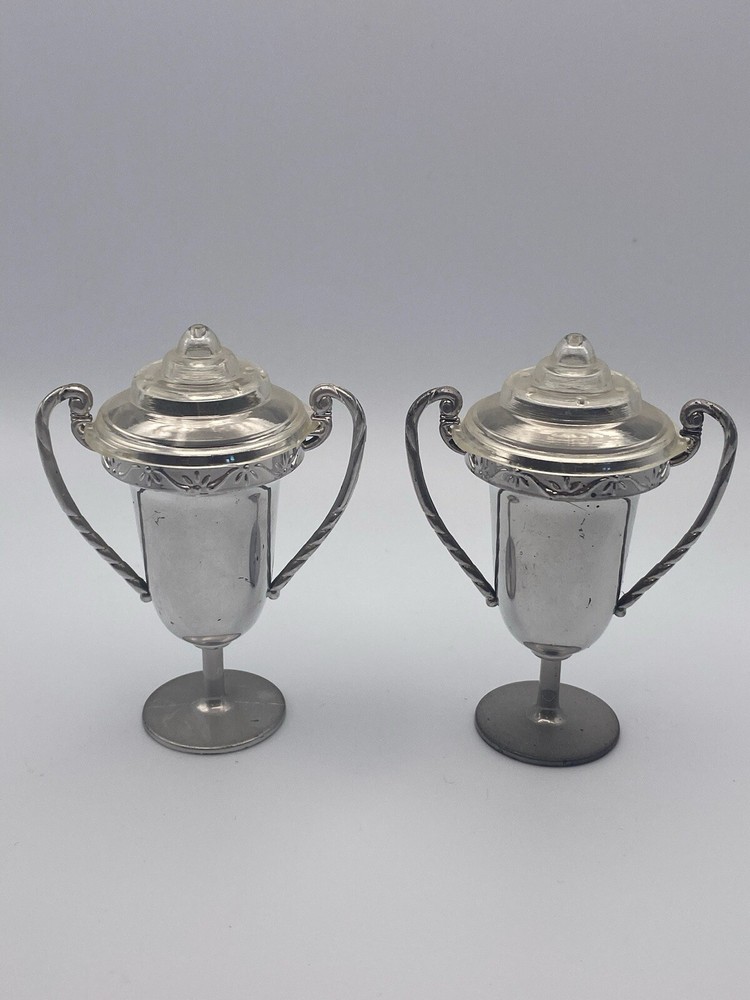 Vintage Plastic Trophy Style Salt and Pepper Shaker With Clear Lid