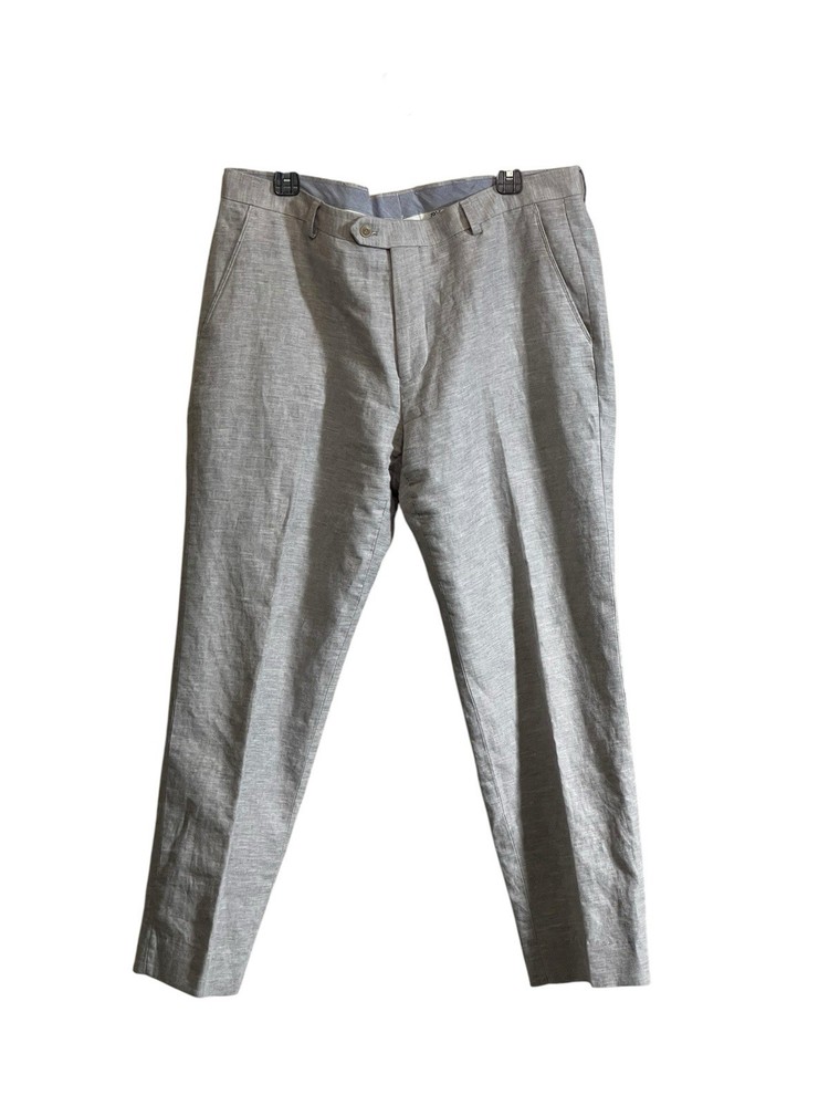 Jos A Bank 1905 Men's Grey Cotton Linen Blend Trouser Pants 36x30