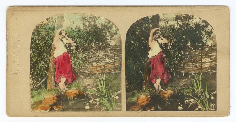 G1626~ Pos. J EASTLAKE – Maiden’s Toilette c.1860s Genre UK Stereoview