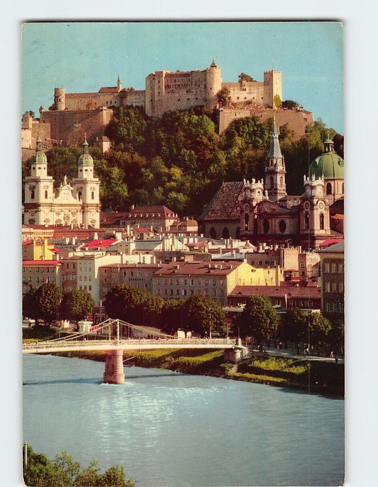 Postcard View town & Fortress Hohensalzburg In Salzburg Austria