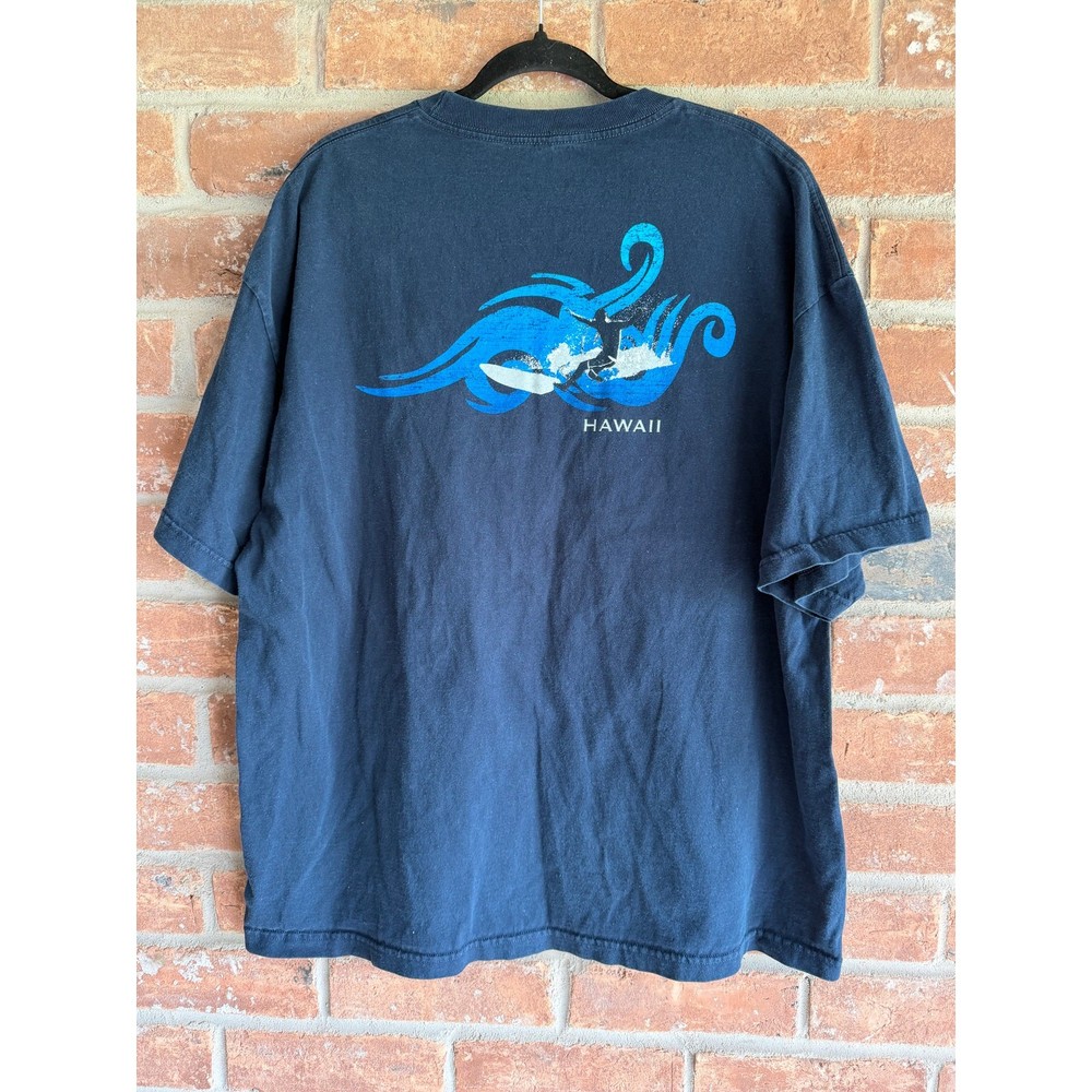 Vintage Hawaii Surf T Shirt 2XL Navy Blue Alstyle Wave Graphic Tourist Tee